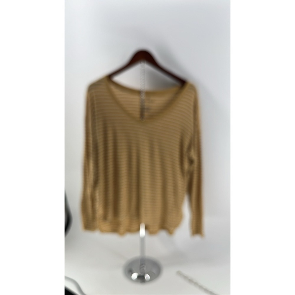 American Eagle Soft & Sexy V-Neck Long Sleeve Striped Tee Mustard Yellow Small